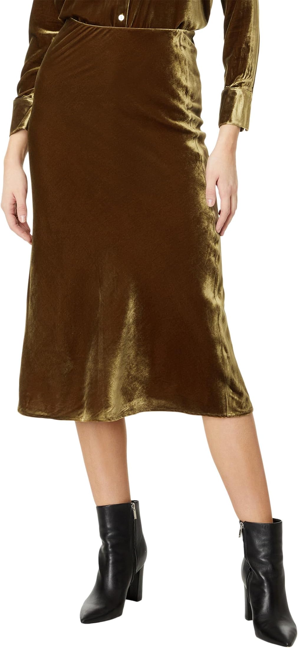 

Юбка Faherty Stretch Silk Velvet Ina Skirt, цвет Breen