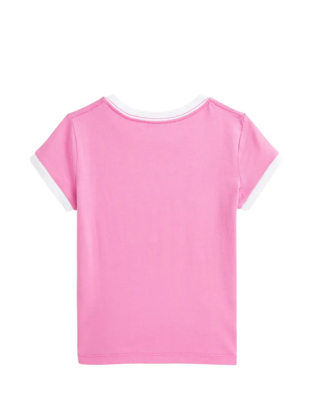 Футболка с контрастной отделкой и логотипом Polo Ralph Lauren Kids, розовый — фото 2