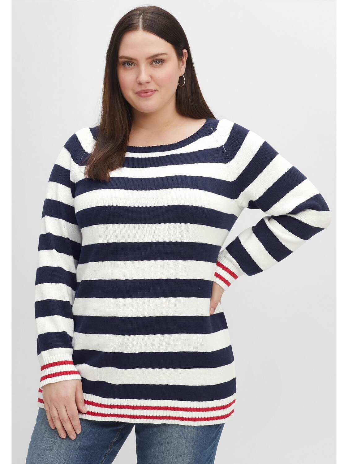 

Свитер sheego Raglan, цвет marine-offwhite