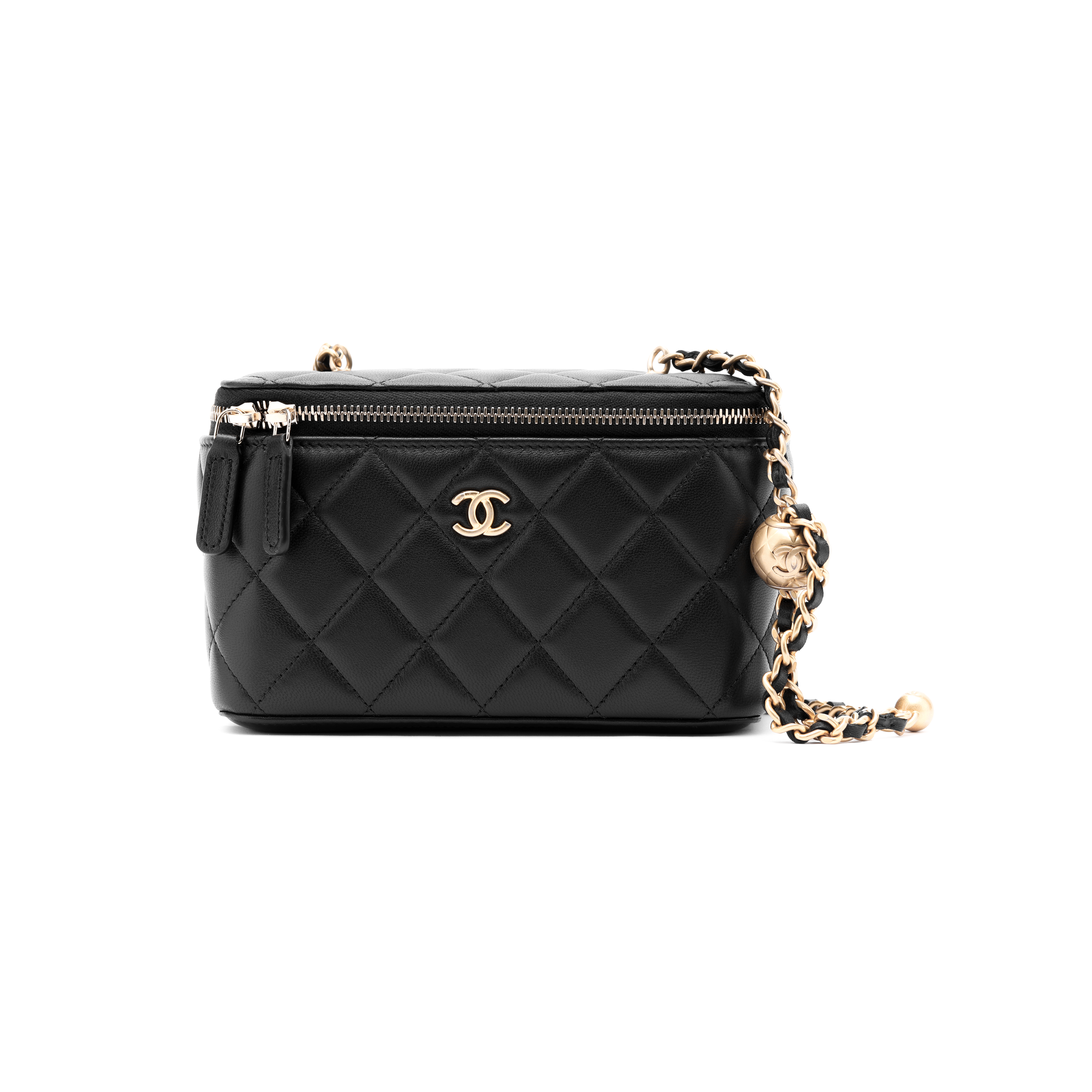 CHANEL Маленькая золотая шаровая овчина кроссбоди сумка обычная женская black