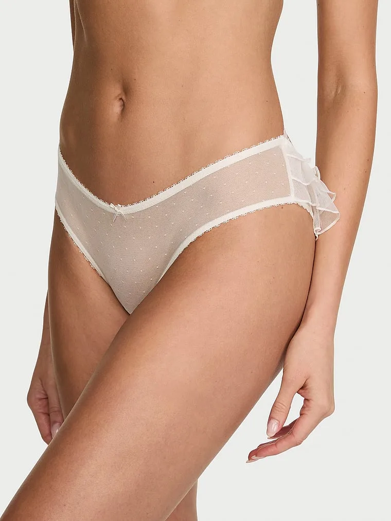 Дразнящие свадебные трусики с открытой спиной и пикантным дизайном Victoria'S Secret, Ruffle Coconut White