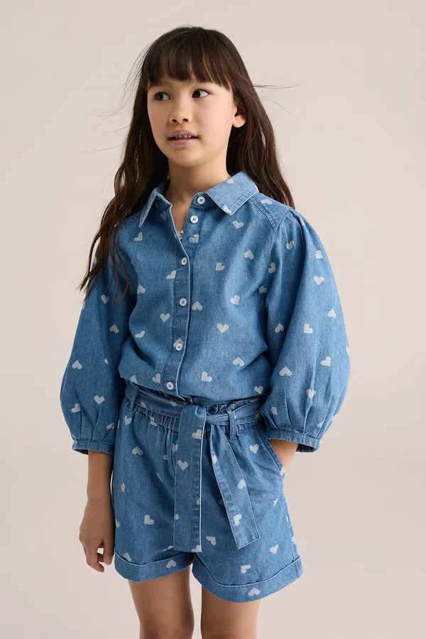 Блузка с ребристым воротником на пуговицах We Fashion, Blue — фото 4