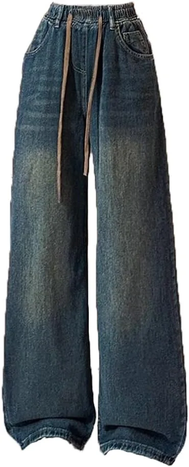 

LAFOURAM джинсы для женщин с эластичным поясом, прямые, свободные, на шнурке