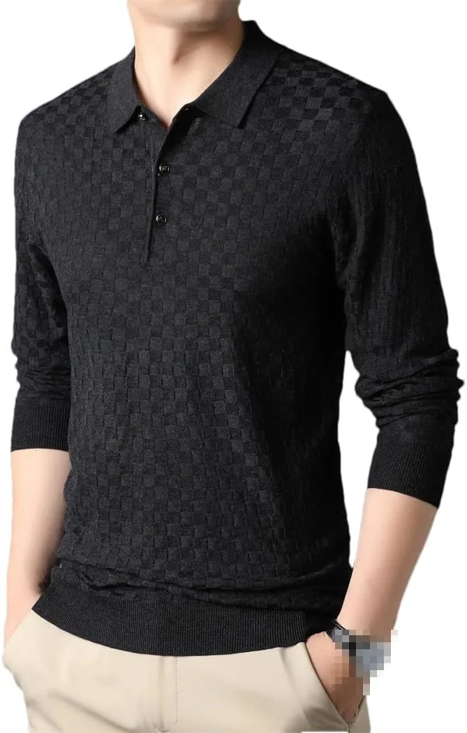 

Мужской классический пуловер из шерстяной смеси с лацканами