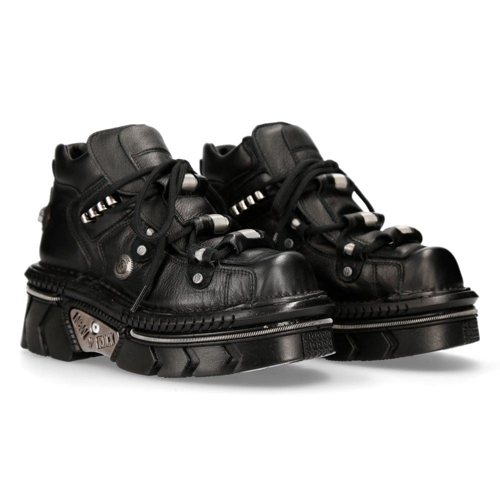 New Rock Unisex Металлик черная кожа готические техно ботинки M-215-S6 — фото 3