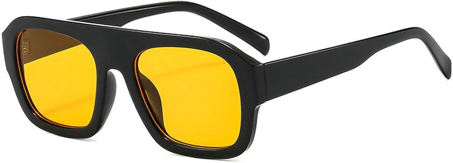 

Солнцезащитные очки COTIA квадратной формы для женщин и мужчин, модные, винтажные, классические, трендовые, прямоугольные, в стиле «пилотские», Black Yellow