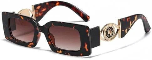 

Маленькие прямоугольные солнцезащитные очки для мужчин и женщин, квадратные солнцезащитные очки для путешествий, винтажные, ретро, ​​UV400 MTZJH, Leopard