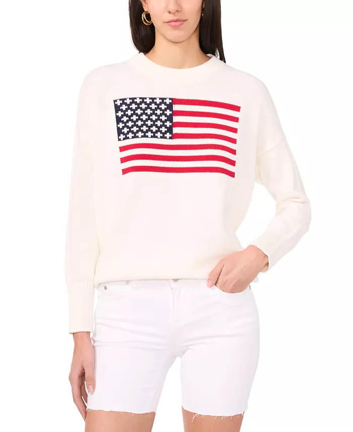 

Женский хлопковый свитшот с принтом флага Vince Camuto, белый