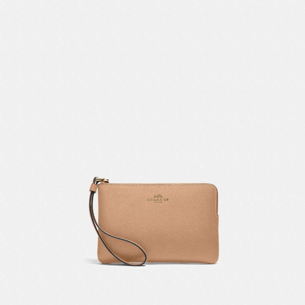

Сумка-ристлет COACH Corner Zip Wristlet, цвет Gold/Taupe, Коричневый, Сумка-ристлет COACH Corner Zip Wristlet, цвет Gold/Taupe