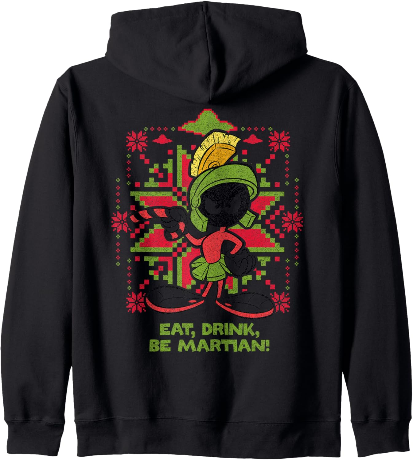 

Американская толстовка на молнии с изображением Марвина Марсианина из мультфильма «Луни Тюнз» (Рождественская еда 01) Looney Tunes, черный