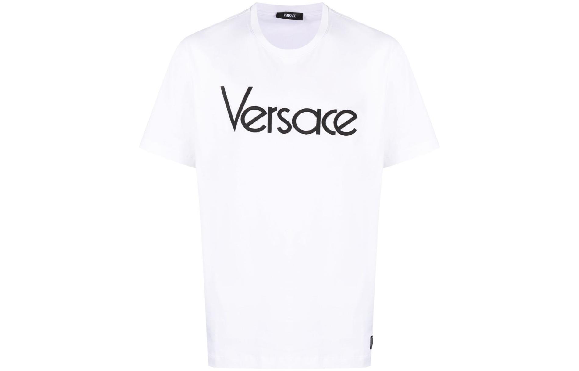 

Футболка с вышитым логотипом VERSACE, белая