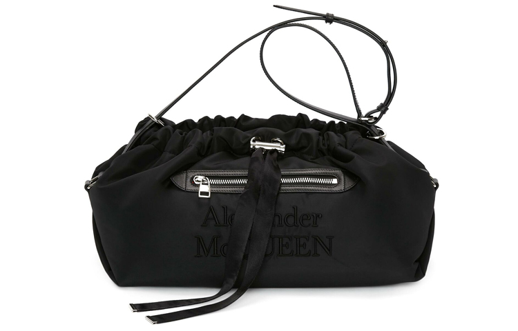 

Alexander McQueen Нейлоновая сумка-мешок на завязках, женская сумка через плечо, черная