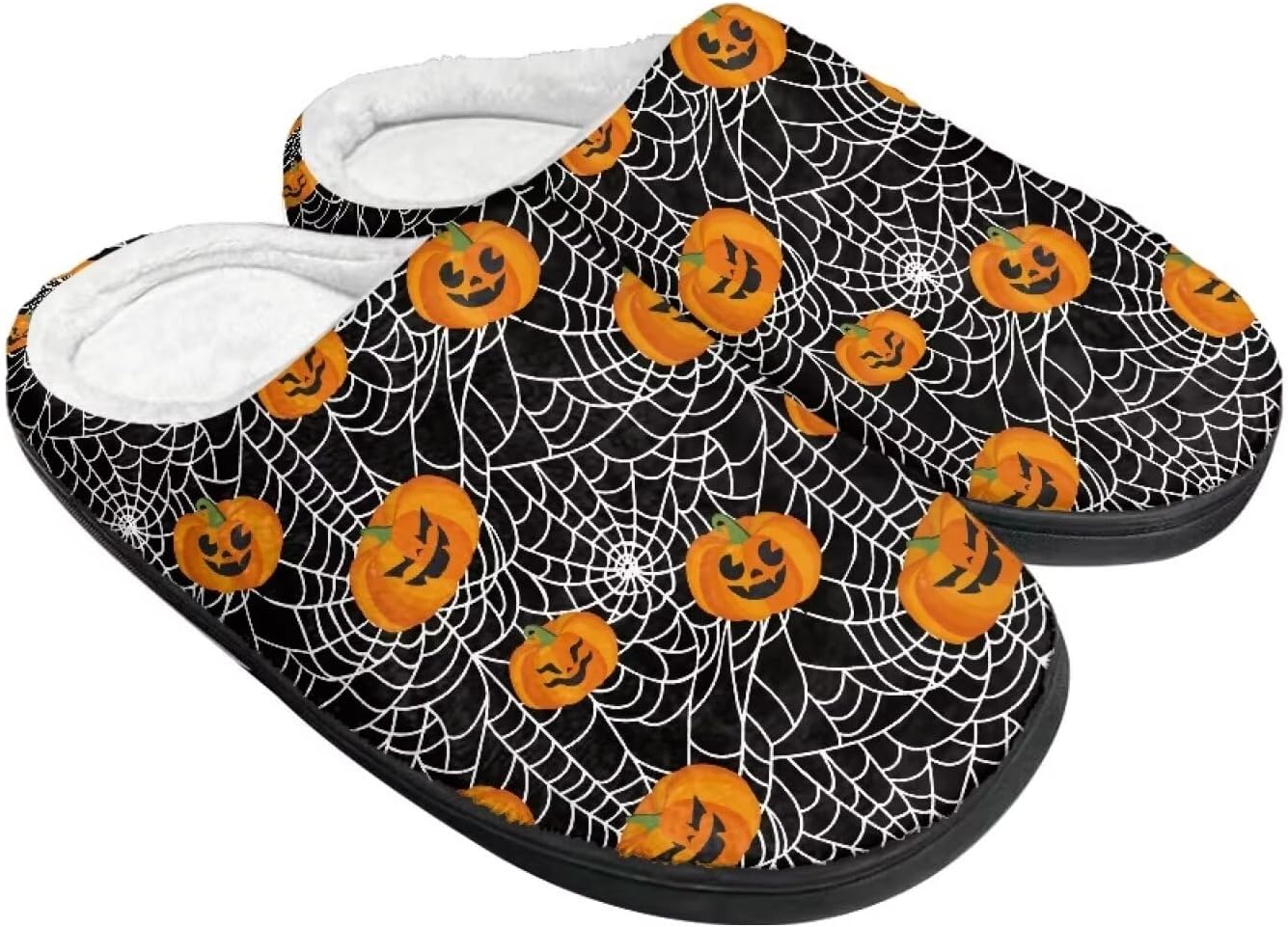 

Хлопковые тапочки на Хэллоуин и Рождество для женщин и мужчин, мягкие, теплые, нескользящие, домашние тапочки, дорожные тапочки Buxolandt, Halloween Pumpkin Spider Web