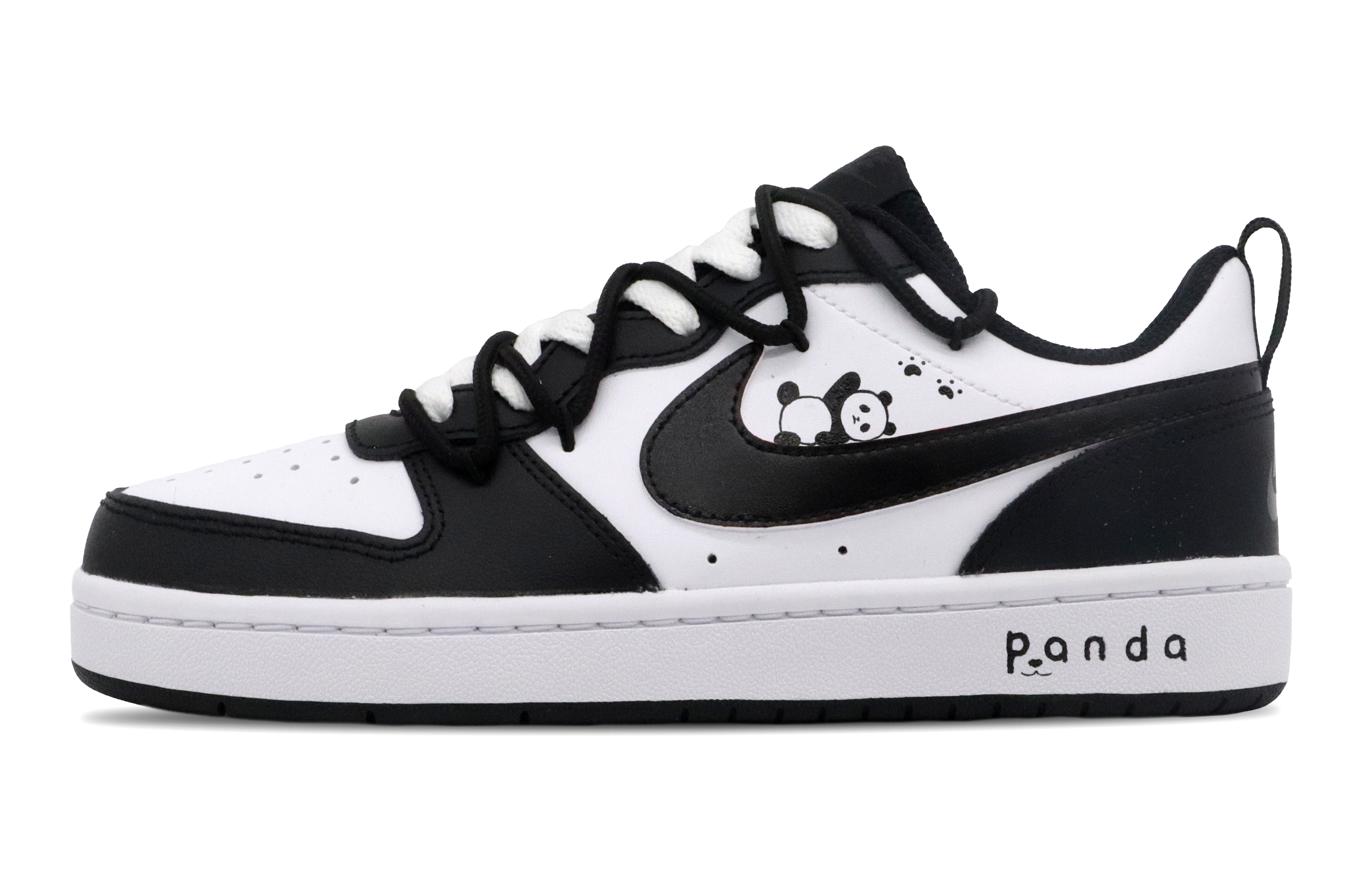 

Кроссовки Nike Court Borough Skateboarding Shoes Women's Low-top Black/White Panda, черный/белый