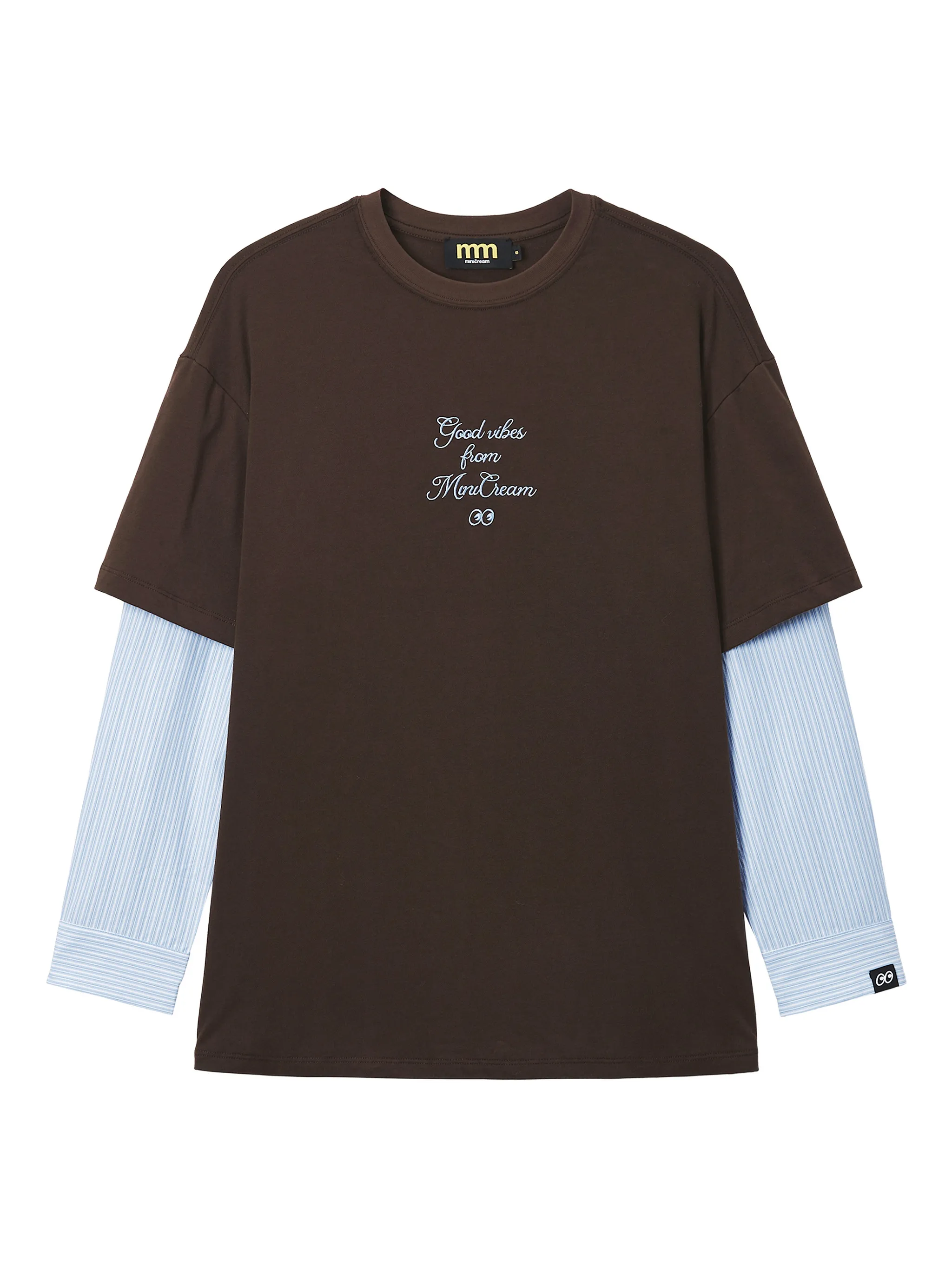 

Футболка с отделкой в полоску Mini Cream, коричневый