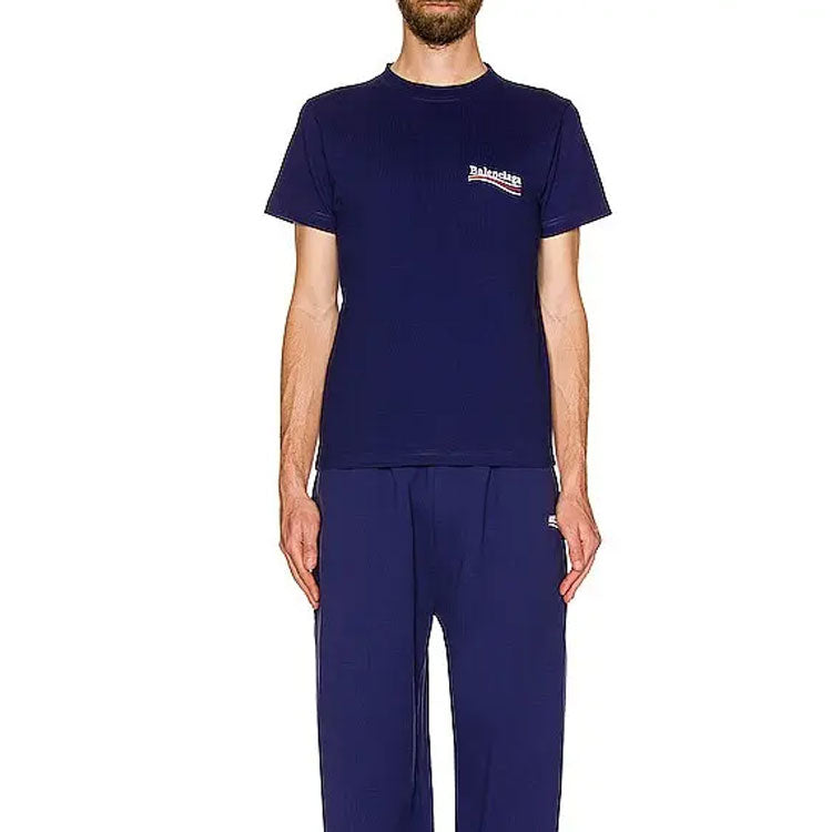 Футболка Balenciaga Political Campaign T-Shirt Medium Fit 'Pacific Blue White', синий — фото 4
