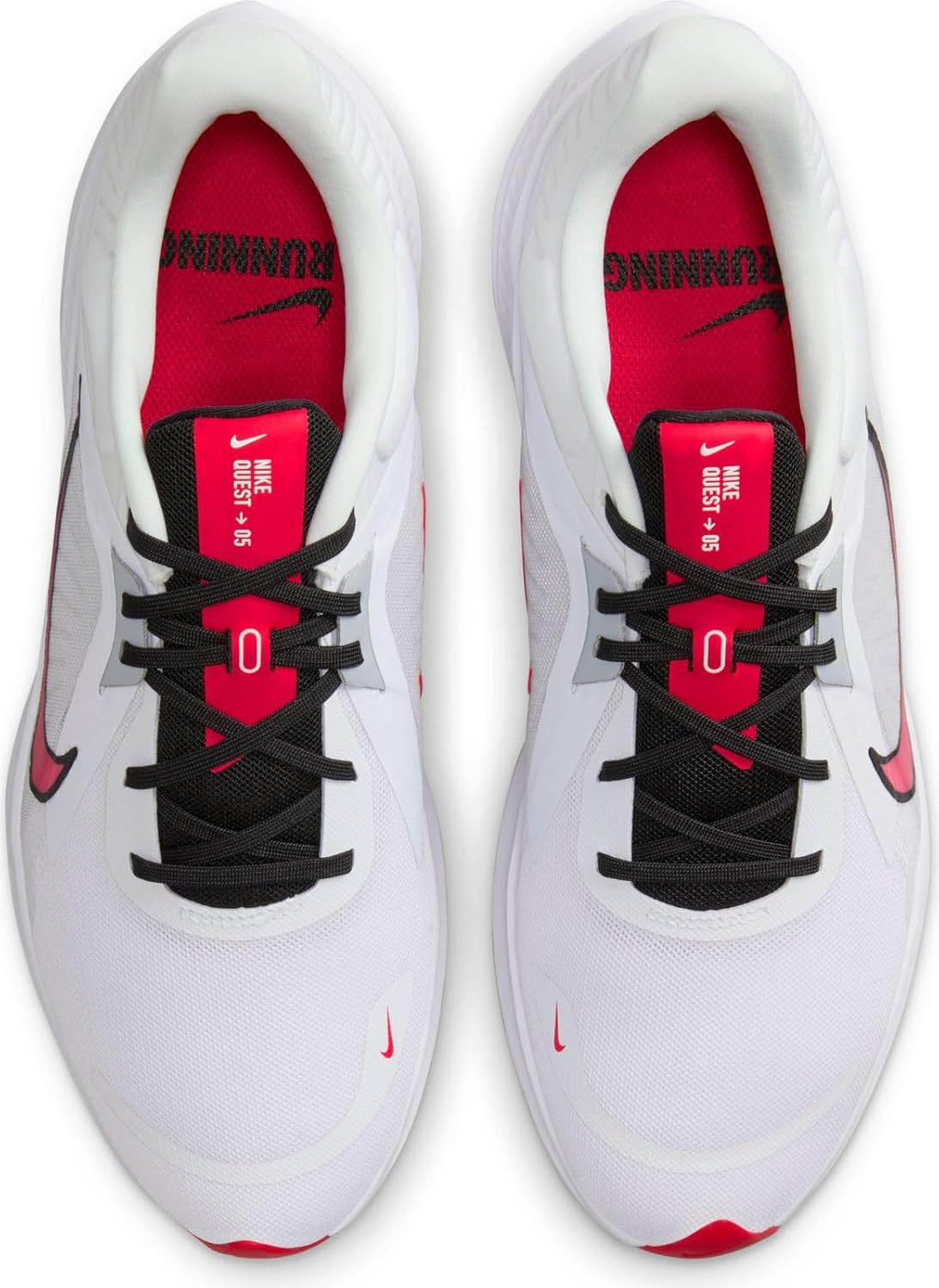Кроссовки для мужчин Nike Quest 5, белый/белый/красный/серый/светло-серый — фото 4