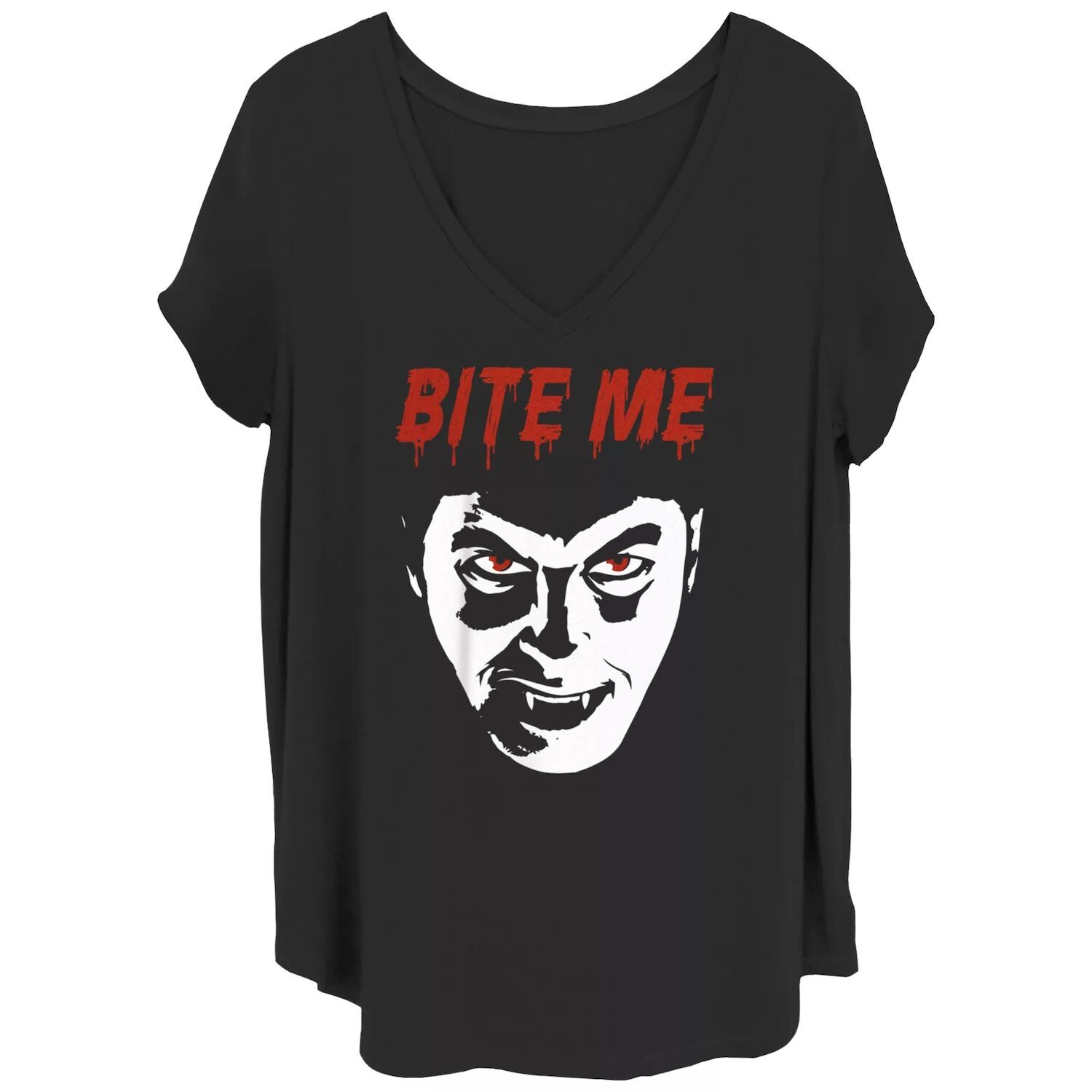 

Юниорская универсальная футболка больших размеров с портретом Monsters Dracula "Bite Me" Licensed Character
