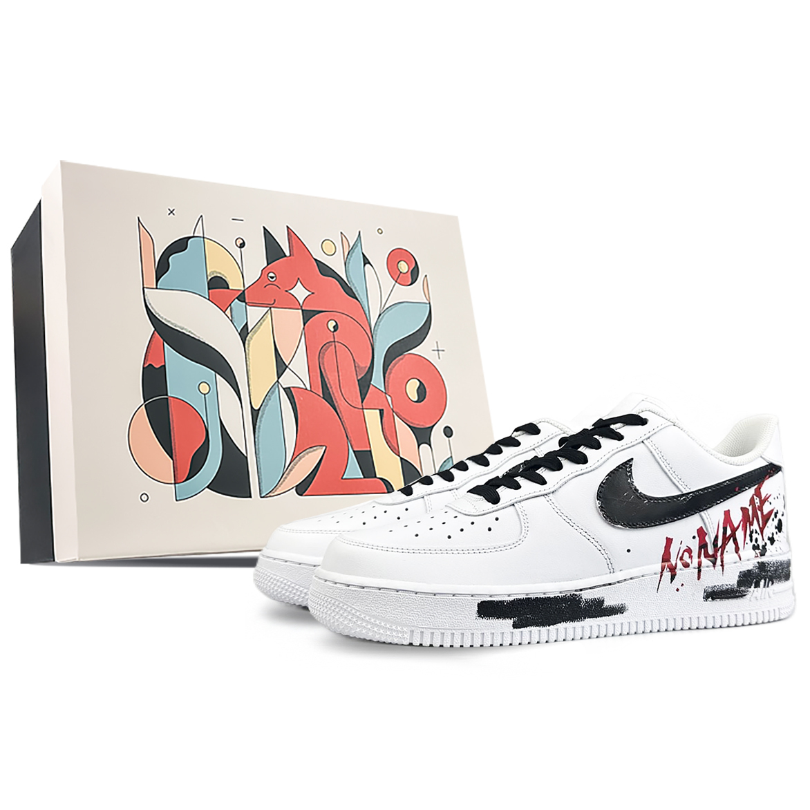 

Nike Air Force 1 нескользящие лоу-топ скейтерские кроссовки унисекс белый черный красный, цвет White Black Red