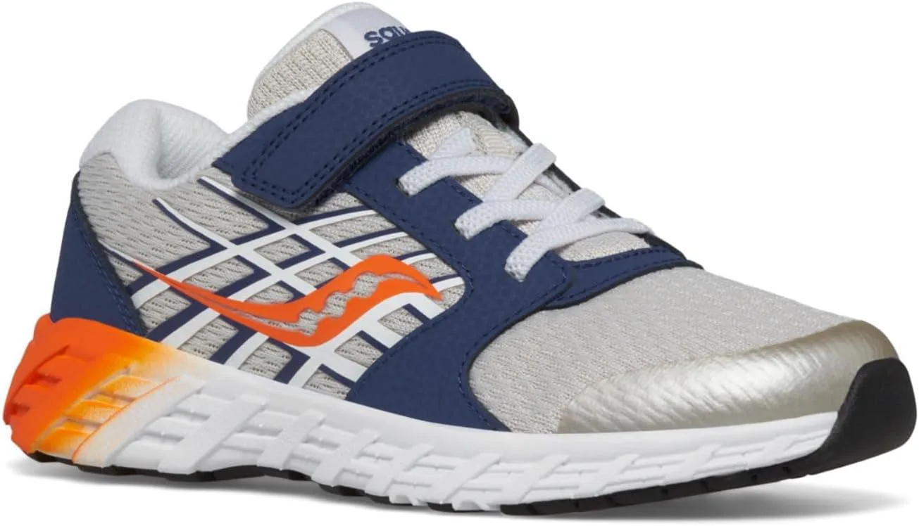 Saucony Unisex-Child Wind Alternative Closure 2.0, серый/темно-синий/оранжевый — фото 4