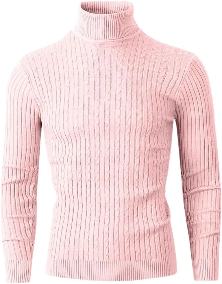 

Мужской однотонный свитер с высоким воротником и классическим силуэтом