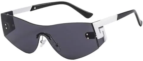 

Модные солнцезащитные очки без оправы 2026 года для женщин и мужчин. Стильная оправа с яркими линзами. Универсальные очки с защитой от УФ-излучения UV400 MTZJH, C3