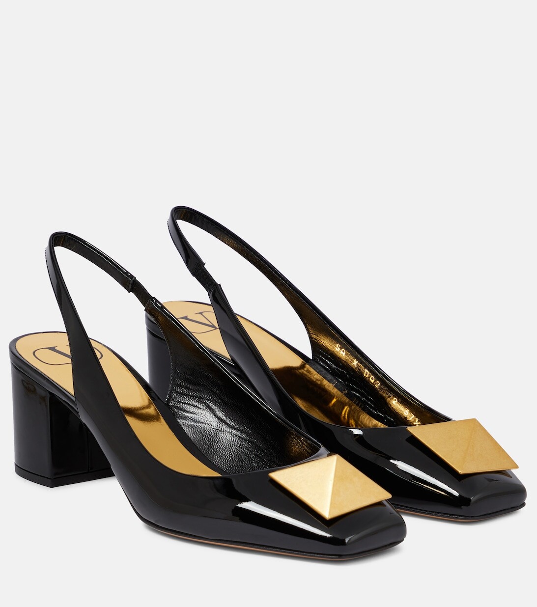 Туфли-лодочки Maxi Stud из лакированной кожи с ремешком на пятке Valentino Garavani, черный