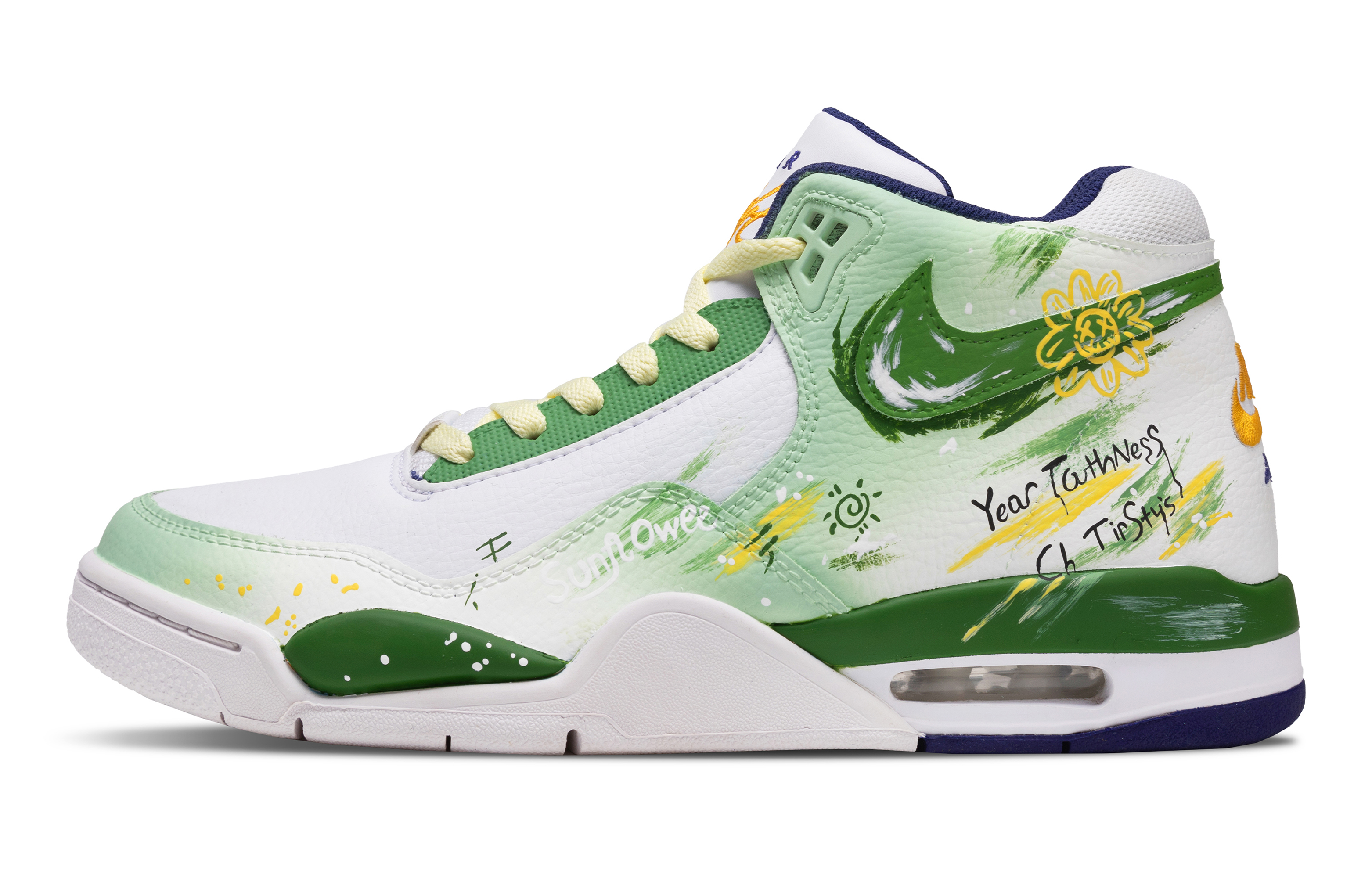 

Nike Баскетбольные кроссовки Flight Legacy Vintage, мужские, средней высоты, белые/зеленые/желтые