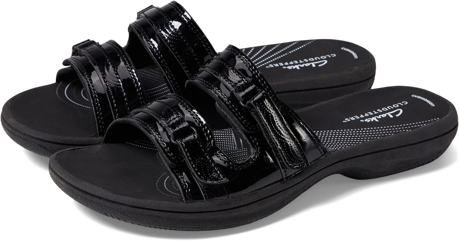 Сандалии на плоской подошве Breeze Piper Clarks, цвет Black Patent Synthetic
