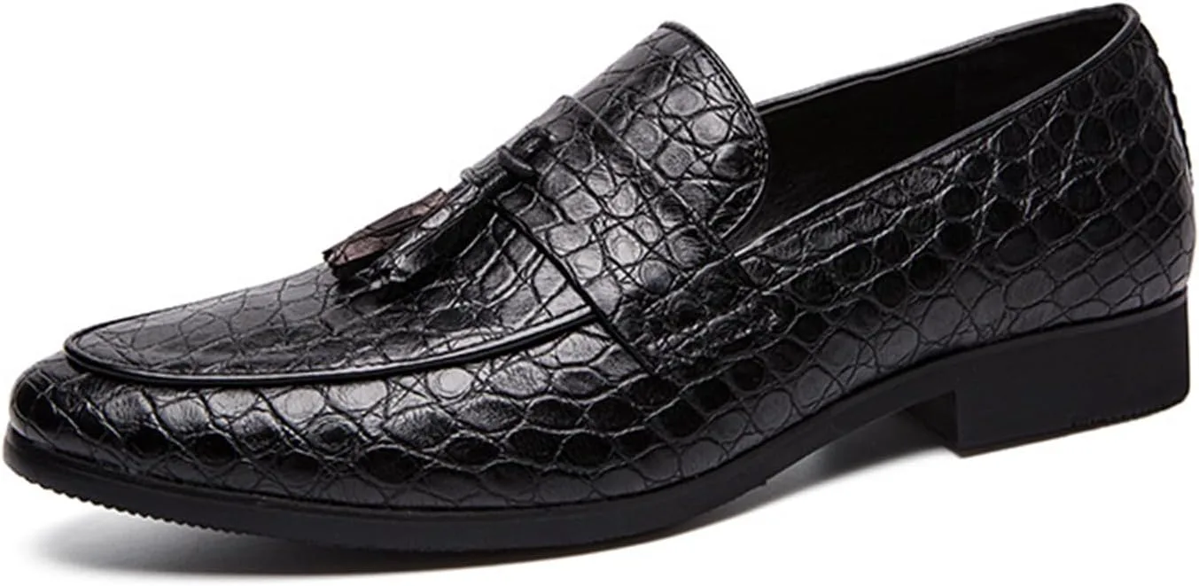 

Мужские лоферы Zeberfi с узором, кожаные, без шнурков, с кисточками, модные, с заостренным носком, низкие, противоскользящие, роскошные, деловые, формальные туфли, черный