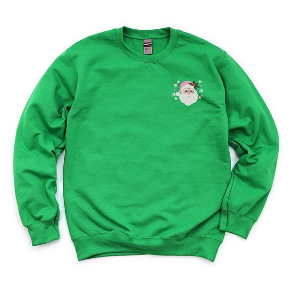 

Вышитая розовая шапка Санты - женский графический свитшот Simply Sage Market, Grass