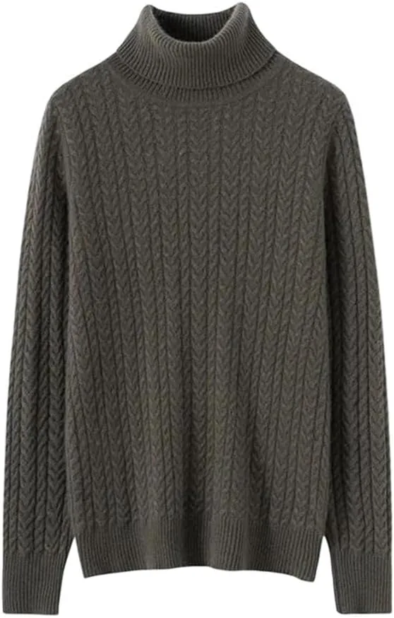 

Женский свитер с высоким воротником и косой вязкой