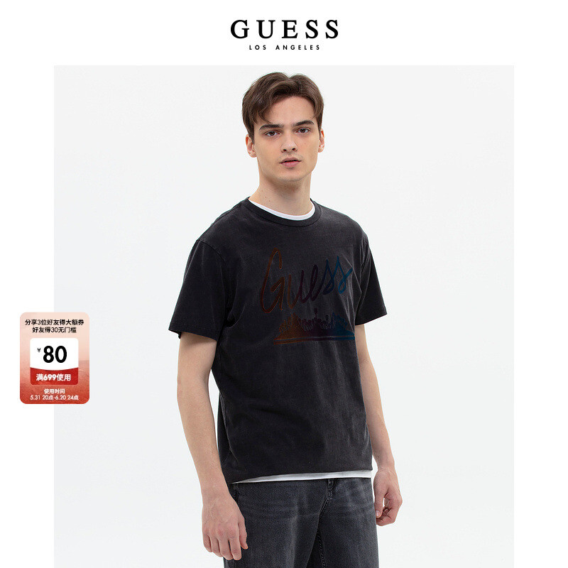 

Футболка мужская Guess с короткими рукавами и рисунком, черный