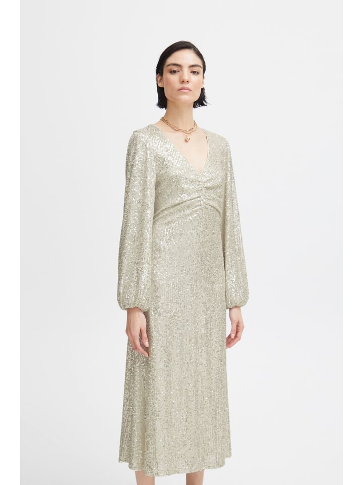 

Короткое платье ICHI Jerseykleid IHFAUCI DR6 20120061 Modisches Pailettenkleid, натуральный