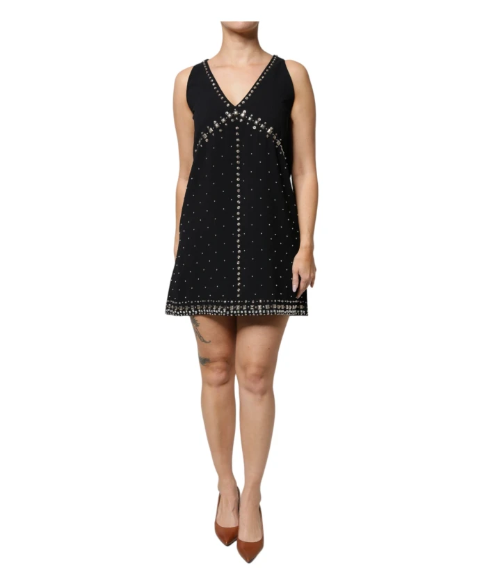 

Мини-Платье без рукавов с многослойной отделкой Pinko, черный