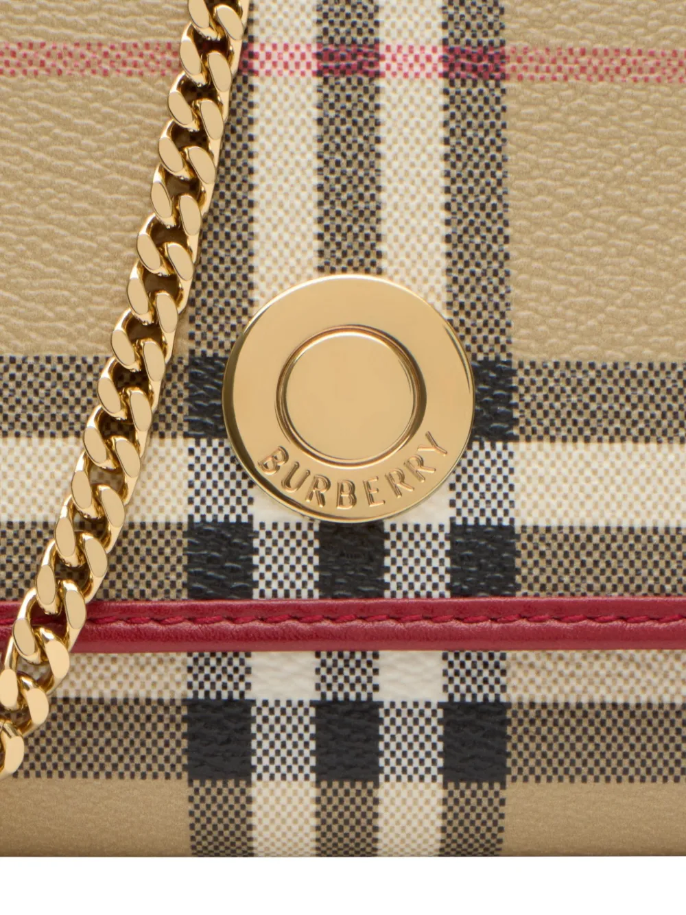 Клетчатая мини-сумка с цепочкой Burberry, бежевый — фото 3