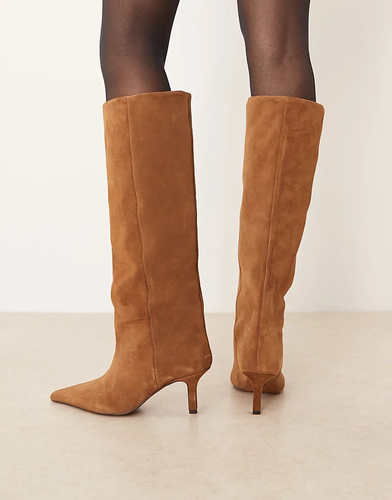 Сапоги Cleoni из высококачественной кожи ASOS DESIGN, застегивающиеся на молнию, из светло-коричневой замши — фото 2