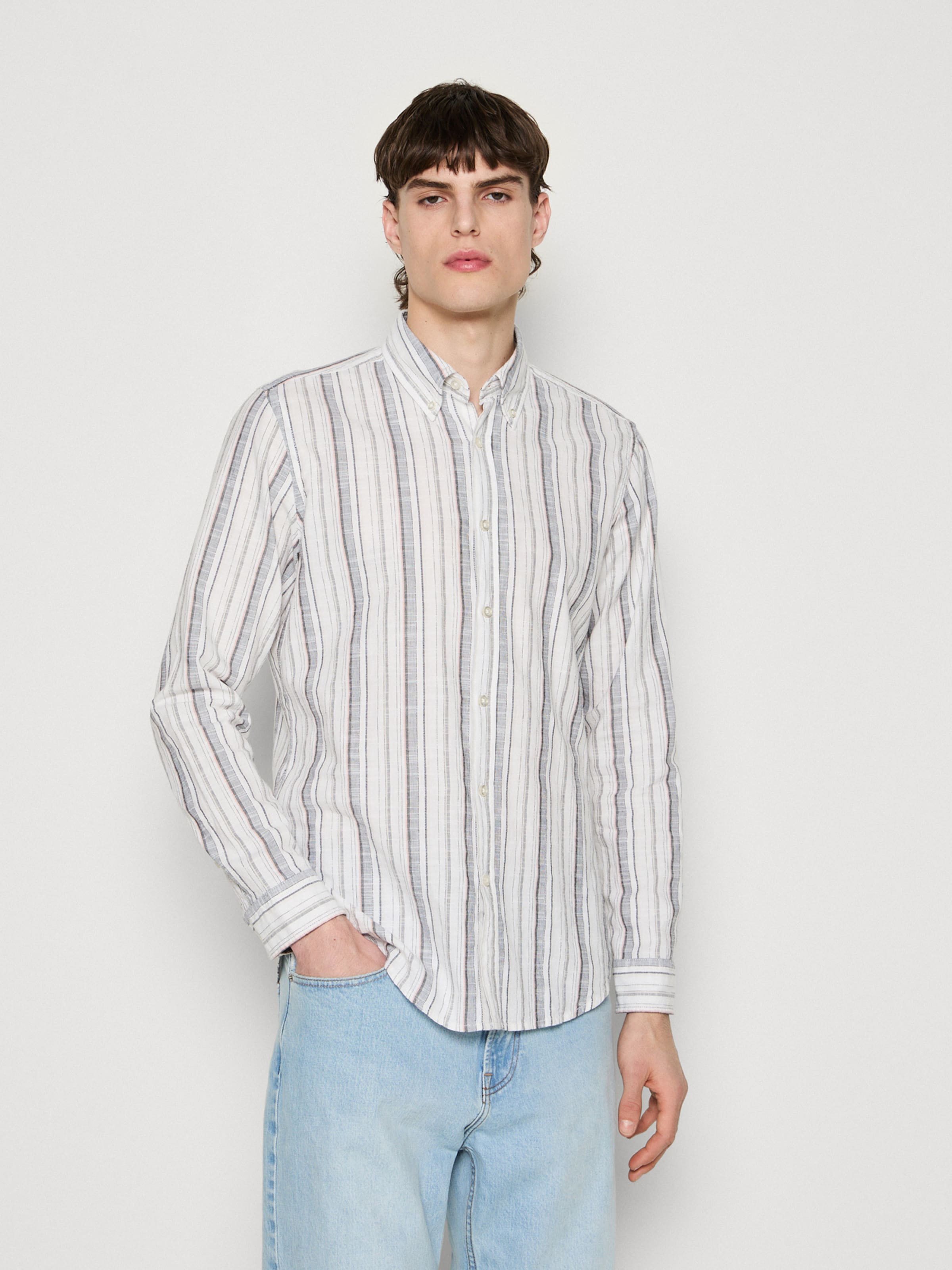 BOSS Рубашка на пуговицах 'Rickert' Regular fit в цвете Camel, Ecru — фото 2