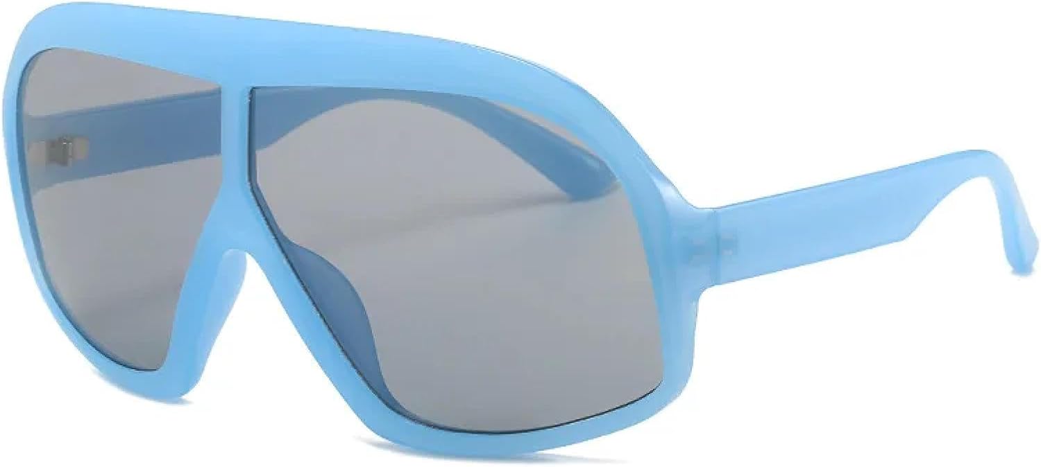 

Большие панк-солнцезащитные очки для женщин и мужчин, роскошные солнцезащитные очки-щитки, винтажные очки для активного отдыха, защита от УФ-излучения UV400 TVTBBVV, Blue-black