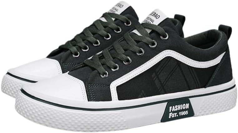 

Мужские повседневные канвасовые кроссовки большого размера с плоской подошвой, для ежедневного ношения, для кампуса и путешествий, с круглым носком, на все сезоны Fusecottc, темно-зеленый