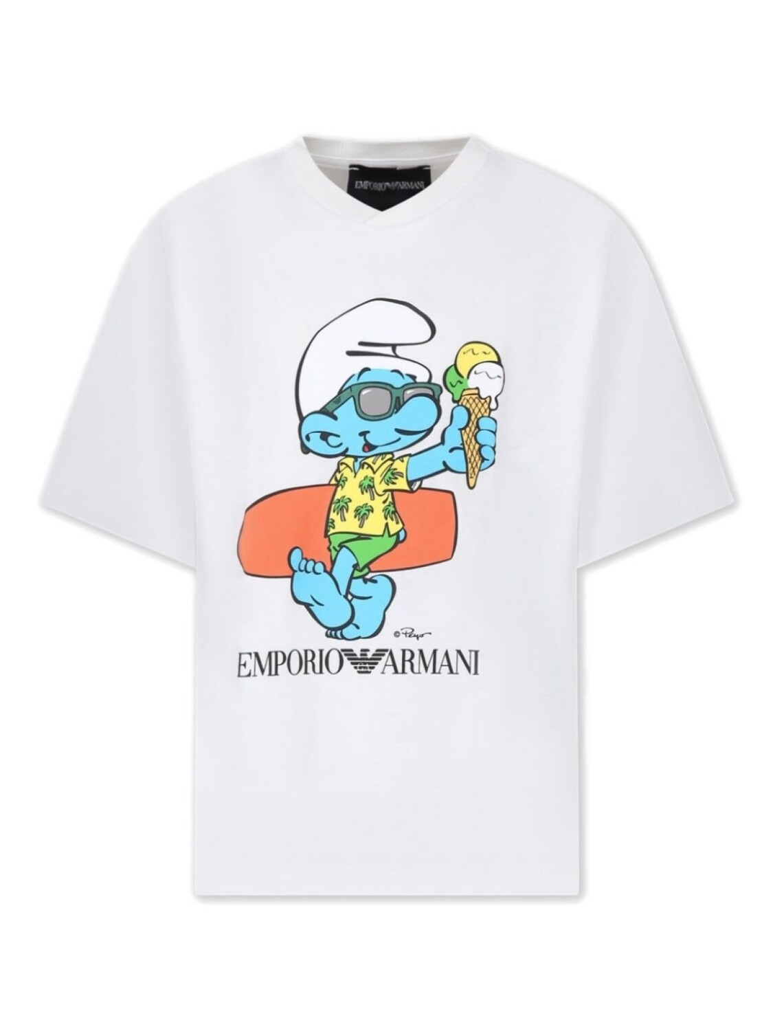 

Emporio Armani футболка с логотипом из коллаборации с The Smurfs, белый