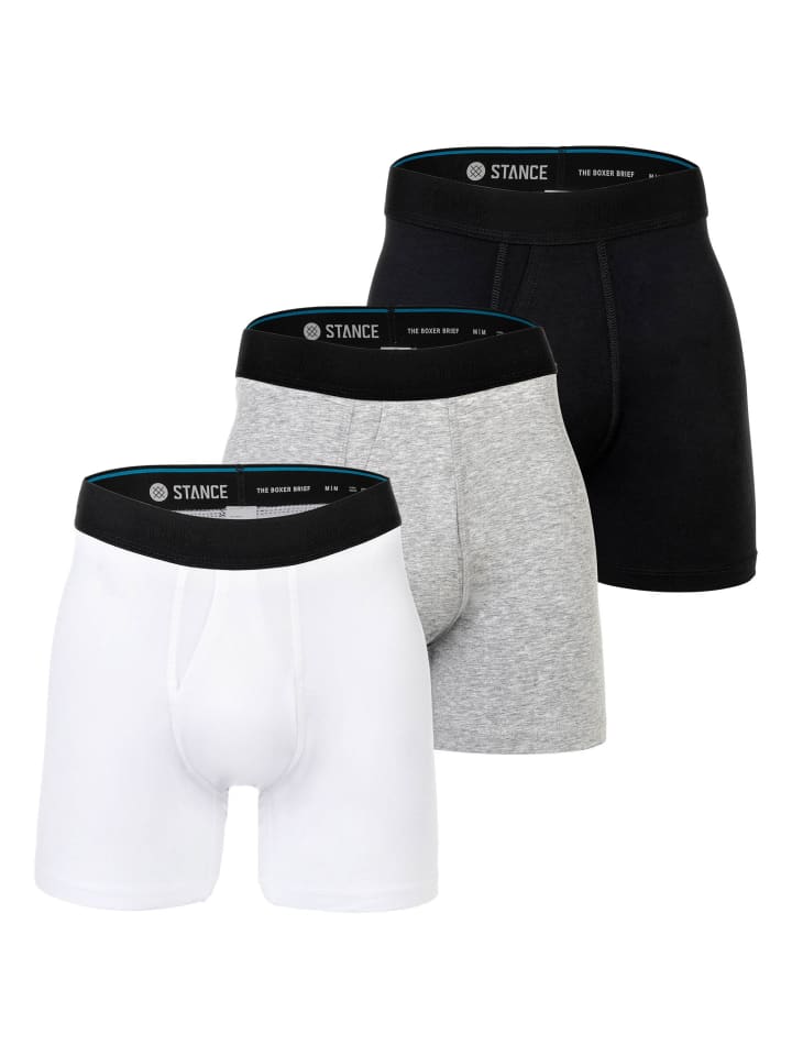 

STANCE Комплект из 3 боксерских трусов: черный/белый/серый