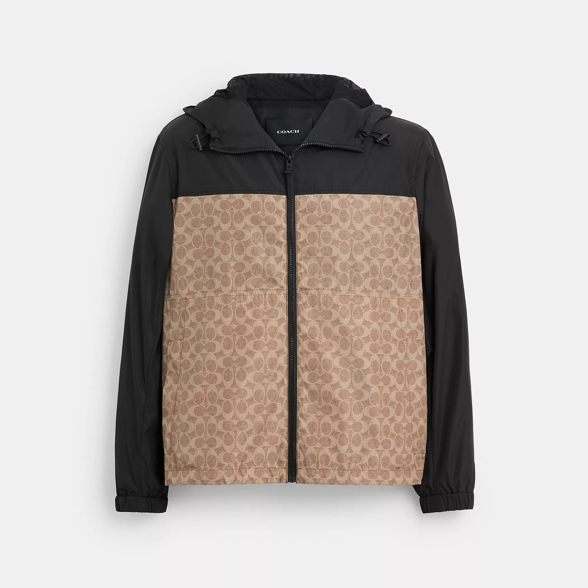 

Ветровка Coach Outlet Signature на молнии из переработанного полиэстера, цвет tan signature, Бежевый, Ветровка Coach Outlet Signature на молнии из переработанного полиэстера, цвет tan signature