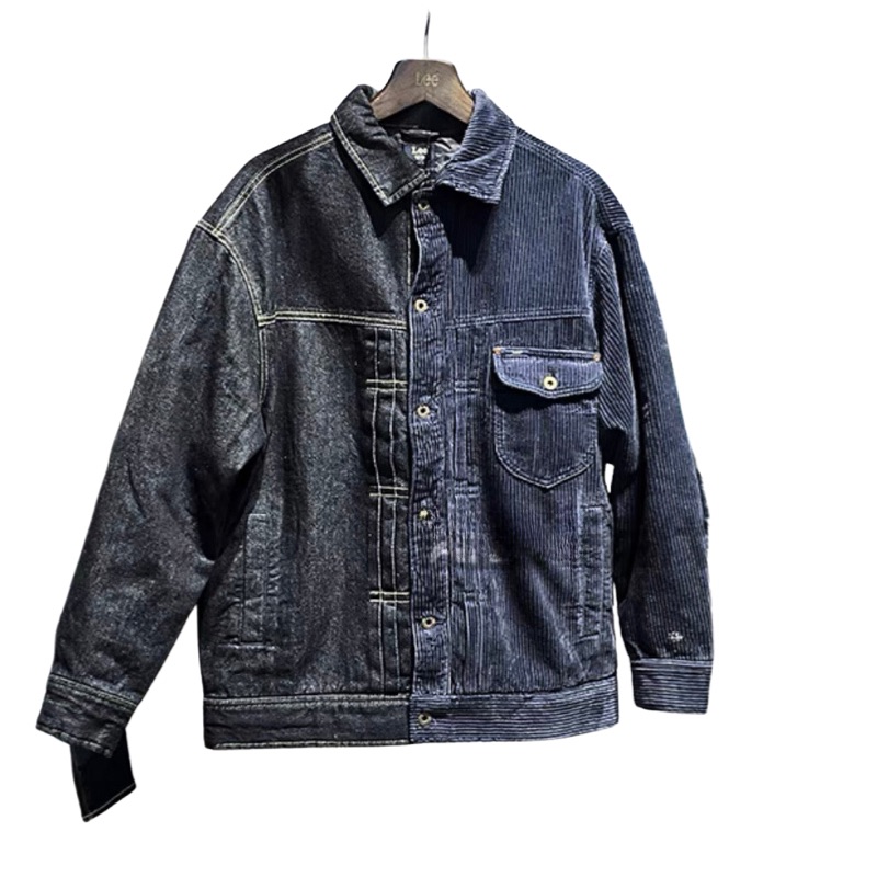 

Lee Мужская джинсовая куртка с синим лацканом, средней высоты