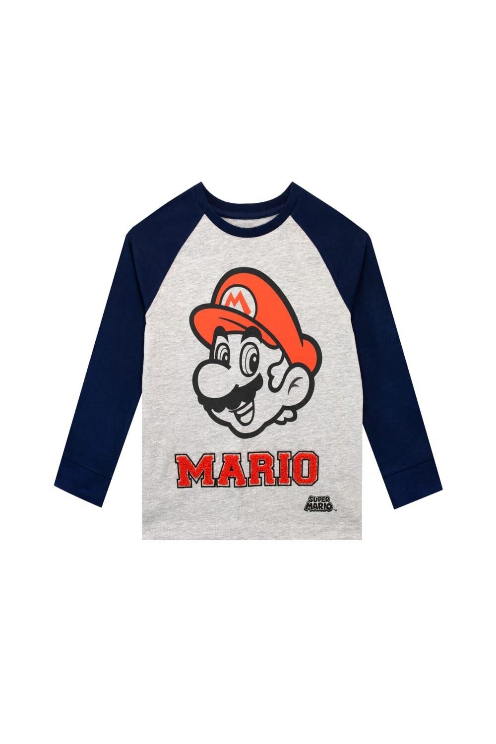 

Топ с длинными рукавами Mushroom Kingdom Mario Gaming Super Mario, серый