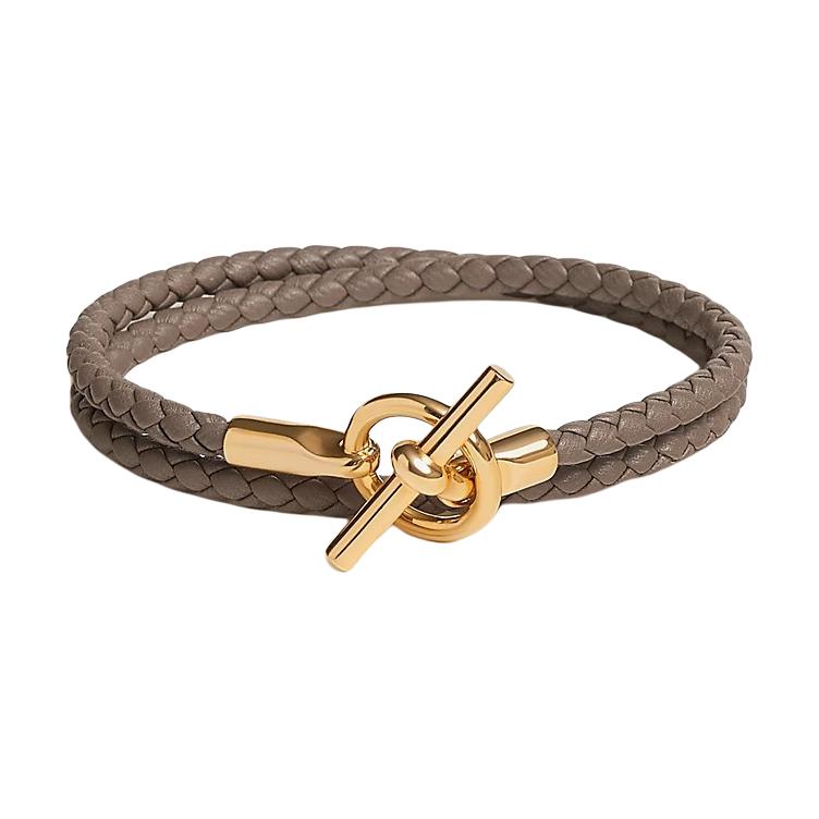 Hermes Браслеты из телячьей кожи с золотым покрытием, женские, коричневый — фото 4