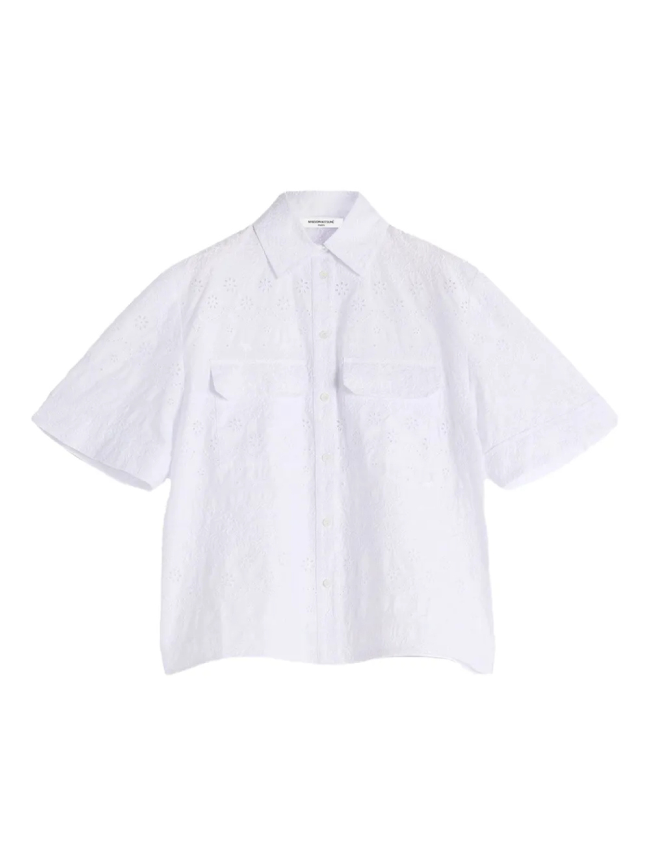 

Maison Kitsuné рубашка с короткими рукавами и вышивкой, белый