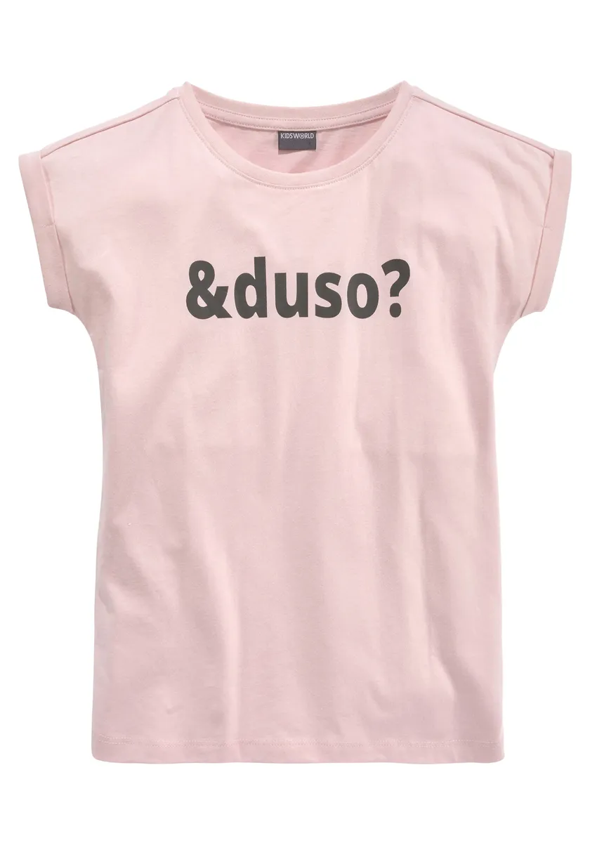 KIDSWORLD Футболка "&duso?", удобной посадки, розовый — фото 2