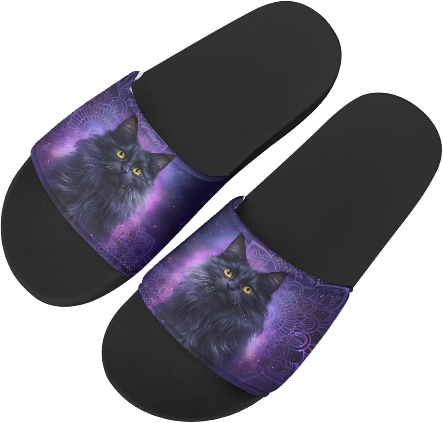 

Женские сандалии с принтом кошки, удобные тапочки, повседневные сандалии для дома, летние домашние тапочки, для улицы и дома, противоскользящие Getelinseng, черный