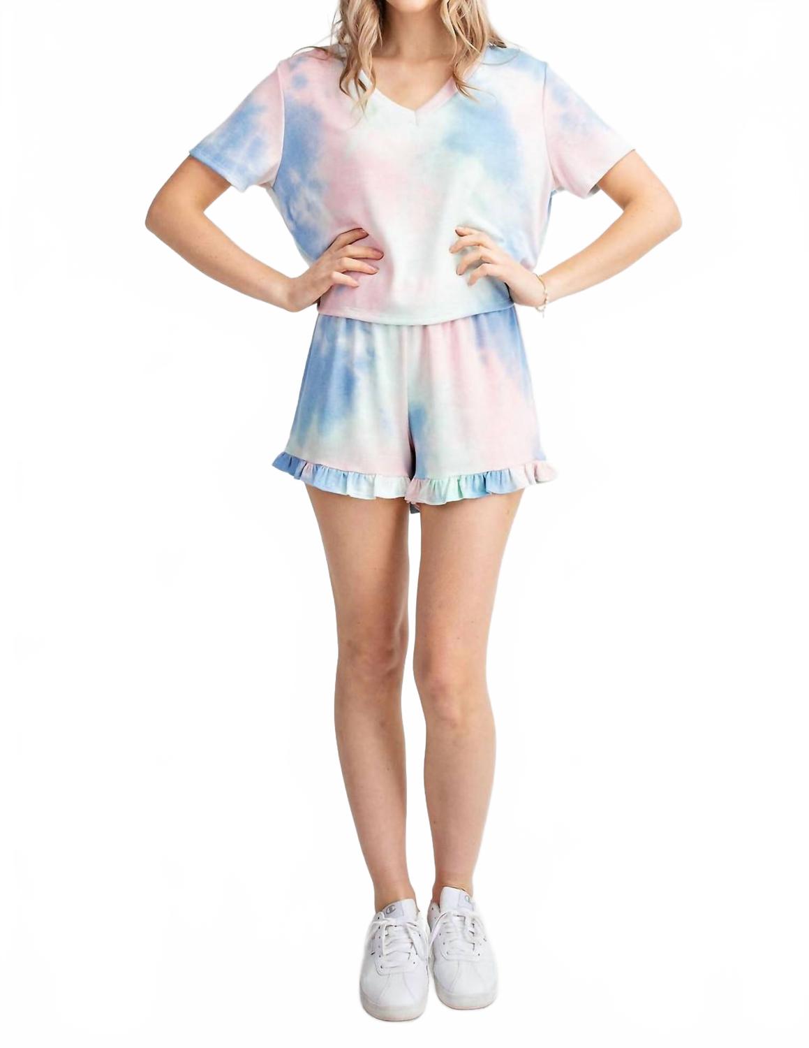 

Топ с коротким рукавом в технике тай-дай цвета Cotton Candy 143 STORY, Cotton Candy